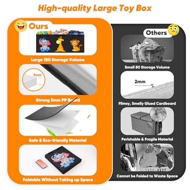 Mabahoo Extra Large Toy Box, Collapsible Storage Organizer with Lids, Cute Animals Toybox for Boys Girls, 40"x14"x16" Kids Toy Chest Sturdy Storage Boxes for Living Room Bedroom Playroom Nursery - Image 5