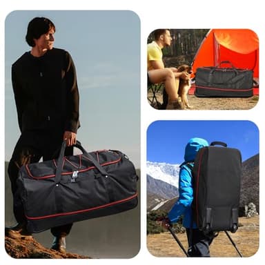 Vomgomfom 32" Soft-Sided Foldable Wheeled Travel Duffel Bag,Expandable 110L to 140L Rolling Cargo Bag with 2 Wheels and Multiple Pockets,Black-red - Image 6
