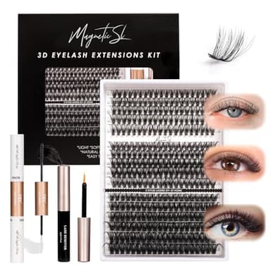 DIY Lash Extensions Kit 320pcs Individual Lashes Clusters 40D 50D 100D D Curl Eyelash Extension Kit with Applicator and Lash Bond&Seal, Lash Remover For False Eyelash Mix 11-20mm (40D+50D+100D KIT) - Image 1