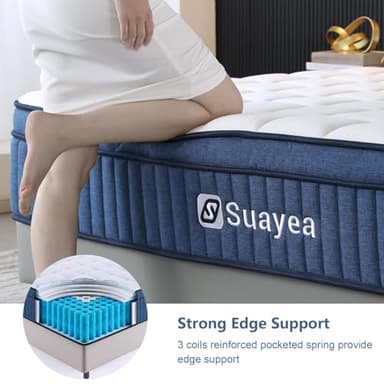 SUAYEA King Size Mattress, 12 Inch King Mattress in a Box, Medium Firm Pocket Spring and Gel Memory Foam for Superior Comfort, Pressure Relief, Strong Edge Support - Image 4