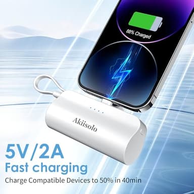 Portable Charger Power Bank For iPhone With Dual Infterface, Real 5000mAh , Mini Phone Charger Battery Pack Fast Charging Compatible with iPhone 15/14/14 Pro Max/14 Plus/13/12/11/X/8/7/6, More (white) - Image 3