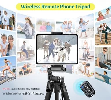 JOILCAN Phone Tripod, 67" Camera Tripod Stand for iPhone iPad, Professional Aluminum Travel Tripods with Wireless Remote and Carry Bag for Cellphone Photo Video Recording Vlog - Image 4
