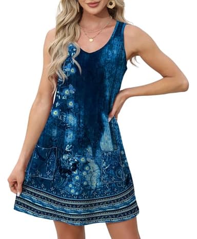 OFEEFAN Womens Summer Clothes Sleeveless Women's Casual Dresses Spring Dress Vintage Floral 26 L - Image 3