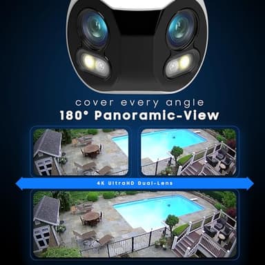 Amcrest Dual-Lens 4K (8MP) Outdoor Security POE Camera, 2 x 4MP Lenses PoE AI Bullet IP Camera, 65ft Night Color, Face Detection, Panoramic 180° FOV, 4K@15fps IP8M-DLB2998EW-AI (White) - Image 3