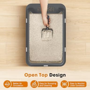 2PACK Stainless Steel Litter Box, Extra Large Litter Boxes for Big Cats, XL Metal Cat Litter Box with Lid High Sides, Anti-Urine Leakage, Non-Sticky, Scoop Included - Image 5