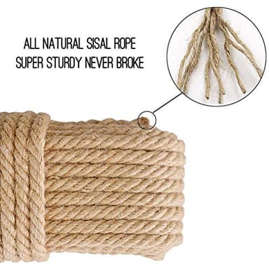 Aoneky Replacement Cat Scratching Post Sisal Rope - Hemp Rope for Cat Tree and Tower (1/4'' 164 Ft) - Image 3