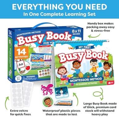 Montessori Preschool Busy Book for Toddlers Ages 3 and Up - Preassembled - Preschool Learning Activities Homeschool Montessori Toys - 3 Year Old Boy Gift - 3 Year Old Girl Christmas Birthday Gift - Image 5