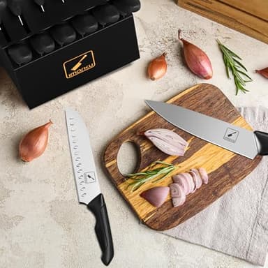 Knife Sets, imarku Kitchen Knife Block Set, 14 Pcs High Carbon Stainless Steel Knife Set, Ultra-Sharp Knives Set for Kitchen with Built-in Sharpener, Dishwasher Safe, New Home Essentials, Black - Image 6