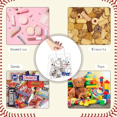 HYMENEX 24 Pack Baseball Clear PVC Gift Bags, Baseball Snack Bags with Handles for Goodie Treat Candy Party Holiday Sports Decoration - Image 7