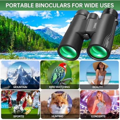 ZIYOUHU 10x42 Binoculars for Adults High Powered- Large View with Clear Vision Waterproof & Fogproof Lightweight Easy Focus Compact Binoculars for Bird Watching Hunting Travel Sports Opera Concert - Image 7