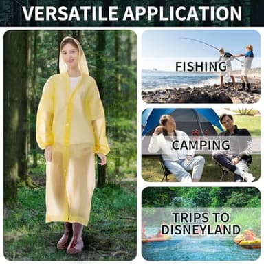 RAYGARD Disposable Rain Ponchos for Adults, Emergency Panchos with Hood and Elastic Sleeve for Travelling Outdoor in Yellow - Image 6