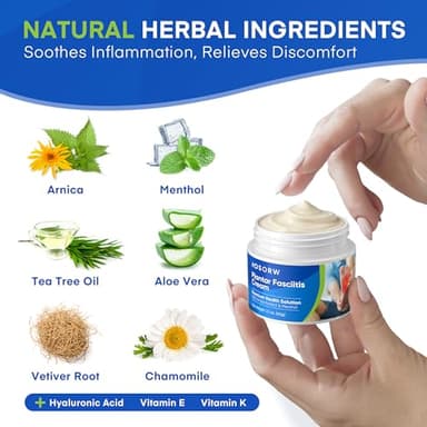 AOSORW Plantar Fasciitis Relief Cream - Natural Herbal Formula for Foot, Heel Spur, Ankle, Leg & Hand Discomfort - Premium Health Care Products - 60g / 2.1 Oz - Image 3