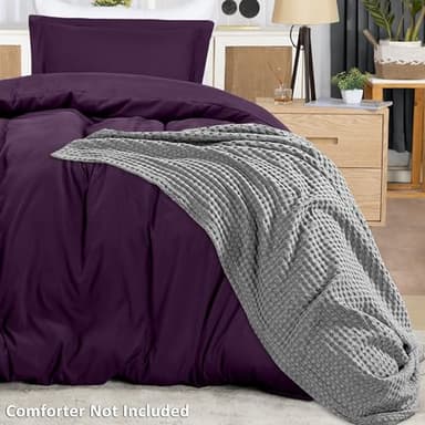 Utopia Bedding Duvet Cover Twin Size - 2 Piece with Zipper Closure - 1 Comforter Cover 68X90 Inches & 1 Pillow Sham 20X26 Inches (Purple) Comforter Not Included - Image 4