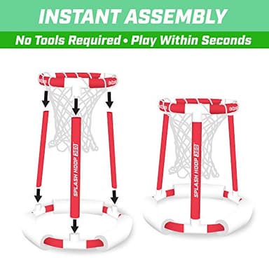 GoSports Splash Hoop 360 Floating Pool Basketball Game - Includes Hoop, 2 Balls and Pump - Red - Image 6