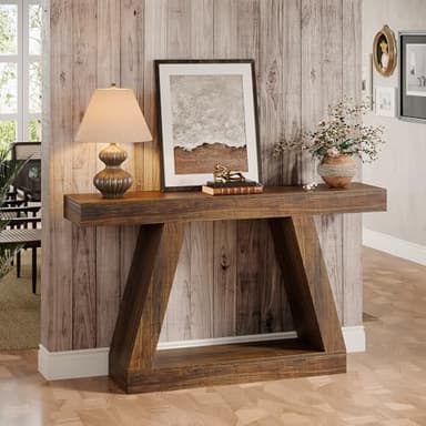 Tribesigns Farmhouse Console Table, 55-Inch Rustic Sofa Table with Storage, Industrial Wooden Entryway Table for Hallway, Living Room, Dark Brown - Image 5