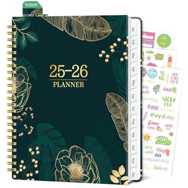 2025-2026 Planner Weekly and Monthly, Jul 2025 - Jun 2026, 6.5" x 8.8" Academic Planner with Tabs, Hardcover Agenda Planners with Spiral Binding, Green - Image 1