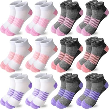Bemeol Girls Socks 12 Pairs Ankle Socks Girls Athletic Running Low Cut Casual Sock(7-10 Years) - Image 1