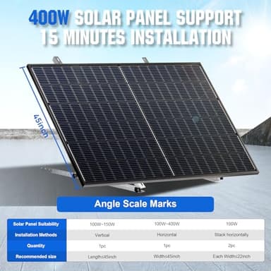 ECO-WORTHY 2 Sets 45inch Adjustable Solar Panel Tilt Mount Brackets with Foldable Tilt Legs, Ieal for 2-4pcs 100 200 300 400 Watt Solar Panel for Roof, RV, Boat, and Off-Grid - Image 2