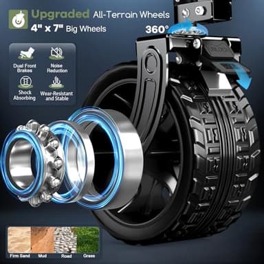 Hikemoon 48"L Collapsible Wagon Cart Foldable, 560LB Weight Capacity 300L Heavy Duty Folding Beach Wagon with All-Terrain Big Wheel, Utility Wagon for Grocery, Shopping, Garden, Sports, Camping, Black - Image 6