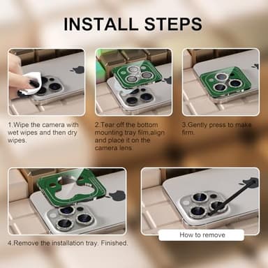 Misea Compatible for iPhone 16 Pro/iPhone 16 Pro Max Camera Lens Protector Bling, 9H Tempered Glass Camera Cover Screen Protector Metal Individual Ring Protector Decoration, Natural Titanium Glitter - Image 7