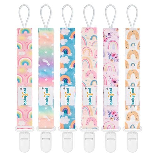 Babygoal Rainbow Pacifier Clips, 6 Pack Binky Paci Holder and Leash for Boys and Girls Fits for Most Pacifier, Binkie Styles & Baby Teethers & Toys and Gift 6PS26 - Image 1