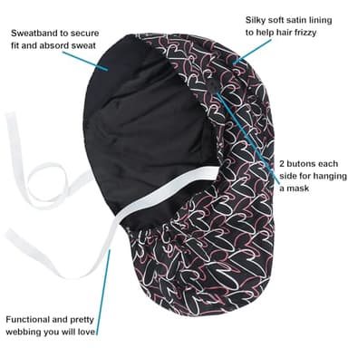 ABAMERICA Ponytail Scrub Caps for Women Surgical Caps Nurse Hat with Functional Ponytail Holder for Long Hair, Single or Satin-Lined - Image 3