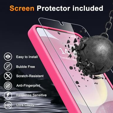 LATVIN Phone Cover for Samsung Galaxy S25 Case | with 1 Screen Protector, Compatible with MagSafe, Magnetic, Military Grade Protection, Translucent Matte Frosted Back, Hot Pink - Image 6