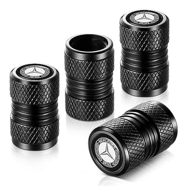 YHEESHIGN Tire Valve Stem Caps, Compatible with Mercedes Benz Series Stem Cap Universal Car Air Cover Car Accessories for Cars, SUV, Truck, Motorcycles 4pcs (Black) - Image 1