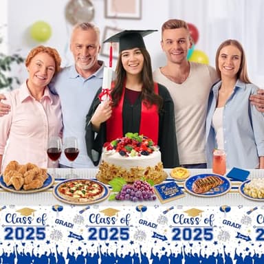 Graduation Plates and Napkins 2025 Graduation Party Supplies, Class of 2025 Congrats Grad Disposable Paper Plates Cocktail Napkins Set for Blue and Gold 2025 Graduations Party Decorations, Serve 25 - Image 6