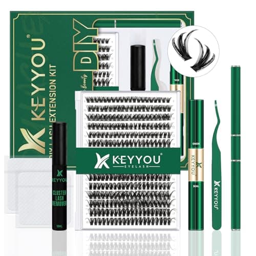DIY Lash Extension Kit KEYYOU 300Pcs Individual Eyelash Extension Kit 50D 0.07C Curl 9-18MIX Lash Clusters Kit with Lash Glue Remover Applicator Easy to Use for Beginners(Kit-50D-0.07C,9-18MIX) - Image 1