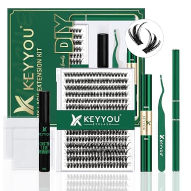DIY Lash Extension Kit KEYYOU 300Pcs Individual Eyelash Extension Kit 50D 0.07C Curl 9-18MIX Lash Clusters Kit with Lash Glue Remover Applicator Easy to Use for Beginners(Kit-50D-0.07C,9-18MIX) - Image 1