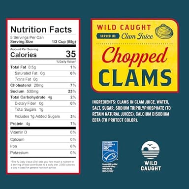 Snow's Wild Caught Chopped Clams Canned, 15 oz Can - Served in Clam Juice - 4g Protein Per Serving - Gluten Free, Keto Friendly, 99% Fat Free - Image 2