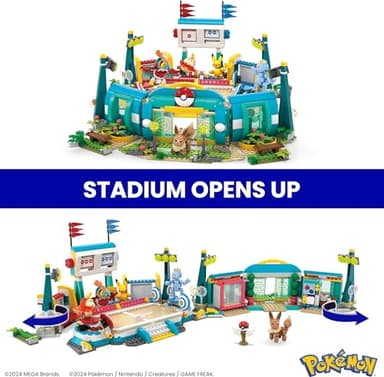 MEGA Pokémon Building Toys Set Training Stadium with 1101 Pieces, 5 Poseable Characters and Battle Play, for Kids - Image 3