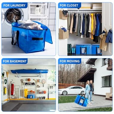 TAILI Extra Large Moving Bags, 8 Pack Blue Heavy Duty Totes For Storage with Visible Window, Wrap Around Handles, Storage Bags for Space Saving, Alternative to Moving Boxes - Image 7