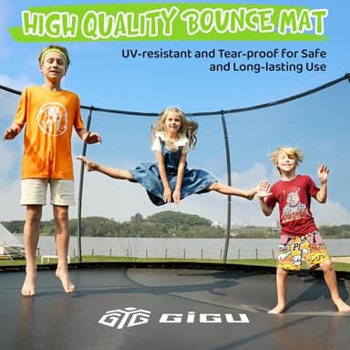 Gigu 14ft Home Trampoline - T-Socket Reinforced Frame, Double Zipper Entry, Ladder Included, Outdoor Specific Yard for Adults Kids - Image 3