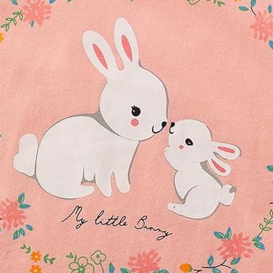 HILEELANG Toddler Girl Easter T-Shirt Leggings Outfit Set Summer Cotton Pink Flower Bunny Rabbit Leggings Spring Clothing Sets Size 7 - Image 4