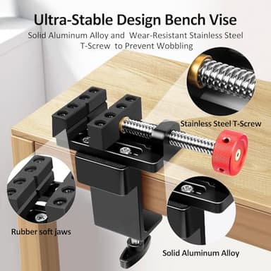 ArtyMaster Mini Drill Press Vise with Rubber Soft Jaws, 0-2.48" Clamping Range Mini Vice Clamp for Crafts, Jewelry Making, Modeling and Repairs, Precision Aluminum Small Vise for Small Projects - Image 2