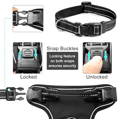 WINSEE Dog/Pet Harnesses No Pull with Dog Collar, Adjustable Reflective Oxford Outdoor Vest, Front/Back Leash Clips for Small, Medium, Large, Extra Large Dogs, Easy Control Handle for Walking - Image 7