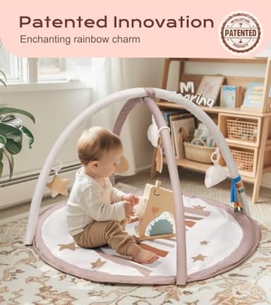 Baby Play Gym Mat, Tummy Time Activity Mat with 7 Detachable Toys and 12 Milestone Cards for Stage-Based Sensory and Motor Skill Development, Washable Play Mats for Infant, Newborn Baby Essentials - Image 3