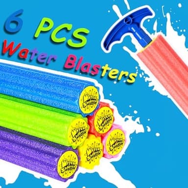 DraMosary Water Blaster Soaker Guns, 6 Pcs Foam Water Squirters, Kids Boy Girl Squirt Guns for Pool/Beach/Yard Play (Up to 33 ft, 11.8inches, Multicolored) - Image 6