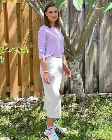 Promover Wide Leg Pants Woman Capri Yoga Pants Loose Fit Casual Lounge Workout Culotte Pants Tummy Control Dress Pants Dressy Summer(White,M,23") - Image 3