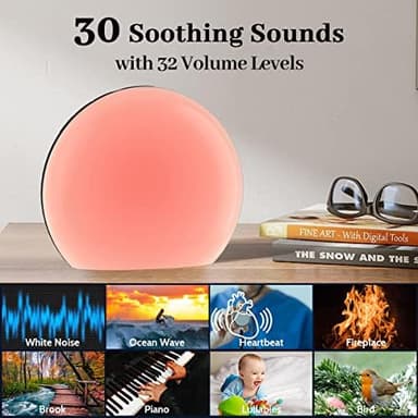 Meditation White Noise Sound Machine with 30 Soothing Sounds 12 Colors Night Light 10 Brightness Levels 32-Level Volume Control 4 Timers and Memory Function Sleep Machine for Baby Kids Adults (Black - Image 4