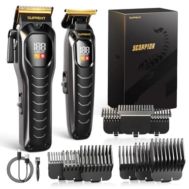 SUPRENT Cordless Hair Clippers for Men - Professional Hair Clipper & Trimmer Set, Wireless Hair Cutting Kit for Family, Rechargeable Cordless Hair & Beard Trimming Set for Men with LED Display (Black) - Image 1