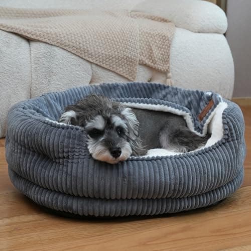 OMLIVLIES Cat Beds for Indoor Cats,with Soft Hooded Blanket.Comfortable Cute cat Bed,Removable Inner pad Washable with Non-Slip Bottom,Cozy Kitten、Small Dog Bed (Dark Grey) - Image 1