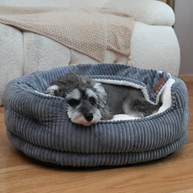 OMLIVLIES Cat Beds for Indoor Cats,with Soft Hooded Blanket.Comfortable Cute cat Bed,Removable Inner pad Washable with Non-Slip Bottom,Cozy Kitten、Small Dog Bed (Dark Grey) - Image 1