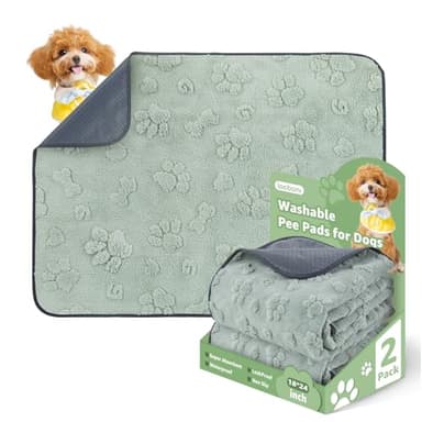 LOOBANI Washable Pee Pads for Dogs: 2 Pack Super Absorbent Reusable Puppy Pads, Leakproof and Waterproof Dog Training Pads Whelping Pads for Potty, Floor, Crate, Couch Bed and Travel, 18"x24" - Image 1