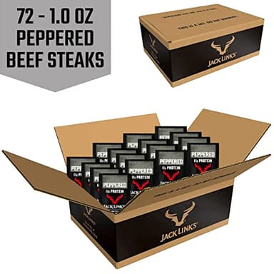Jack Link's Beef Steak, Peppered – Protein Snacks, Meat Snack with 11g of Protein, Made with 100% Beef, Individually Wrapped Bulk Snack Pack for Break Rooms – 1 Oz. (72 Count) - Image 6