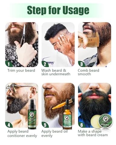 Mens Gifts for Birthday, Gifts for Men, Beard Care Kit with Beard Oil Balm Conditioner Wash Brush Comb Scissor, Stocking Stuffers for Men Birthday & Holiday Gifts for Boyfriend Brother Dad Husband - Image 6