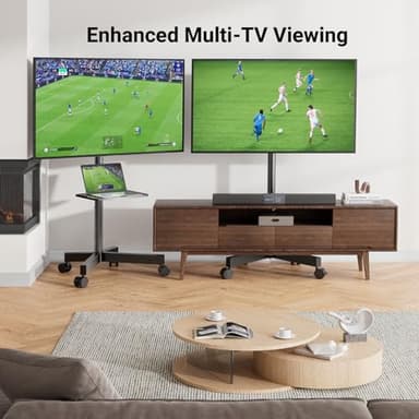 PERLESMITH Mobile TV Stand for 23-60 Inch LCD LED Flat/Curved Screen TVs, Tilt TV Cart Holds up to 88Lbs, Portable TV Stand with Laptop Shelf, Rolling TV Floor Stand Max VESA 400x400mm (PSTVMC06) - Image 7