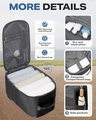 WEPLAN United Airlines Approved Personal Item Travel Bag, Underseat 20L Carry on Backpack, 40×20×25CM Cabin Luggage Bag, Mochila deviaje, Frontier Airlines Personal Item Bags, Black - Image 3